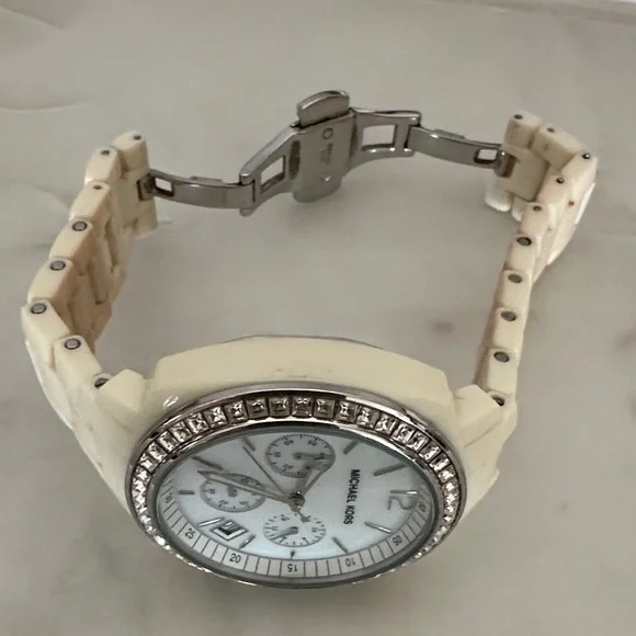 Michael Kors Ivory Watch with Crystal Bezel